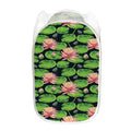 Water Lily Flower Pattern Print Mesh Laundry Hamper