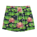 Water Lily Flower Pattern Print Mesh Shorts