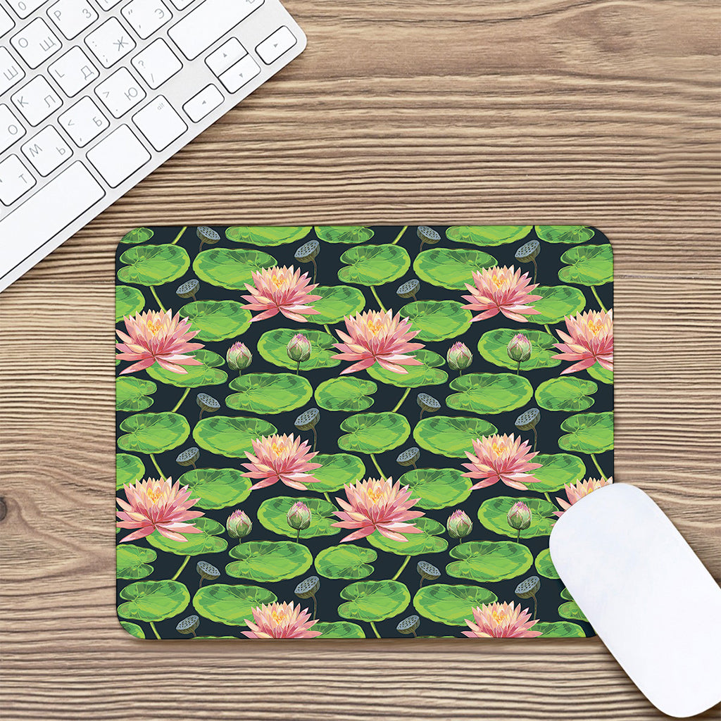 Water Lily Flower Pattern Print Mouse Pad