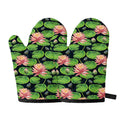 Water Lily Flower Pattern Print Oven Mitts
