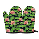 Water Lily Flower Pattern Print Oven Mitts
