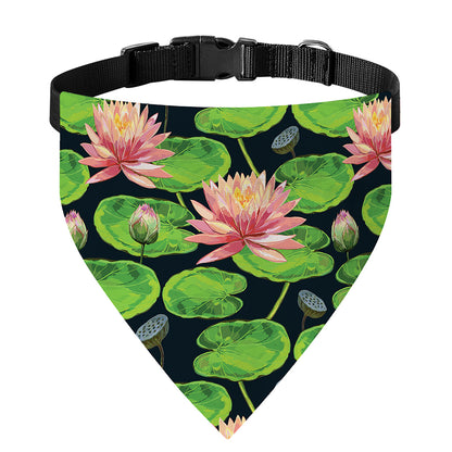 Water Lily Flower Pattern Print Over The Collar Dog Bandana