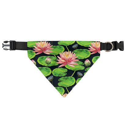 Water Lily Flower Pattern Print Over The Collar Dog Bandana