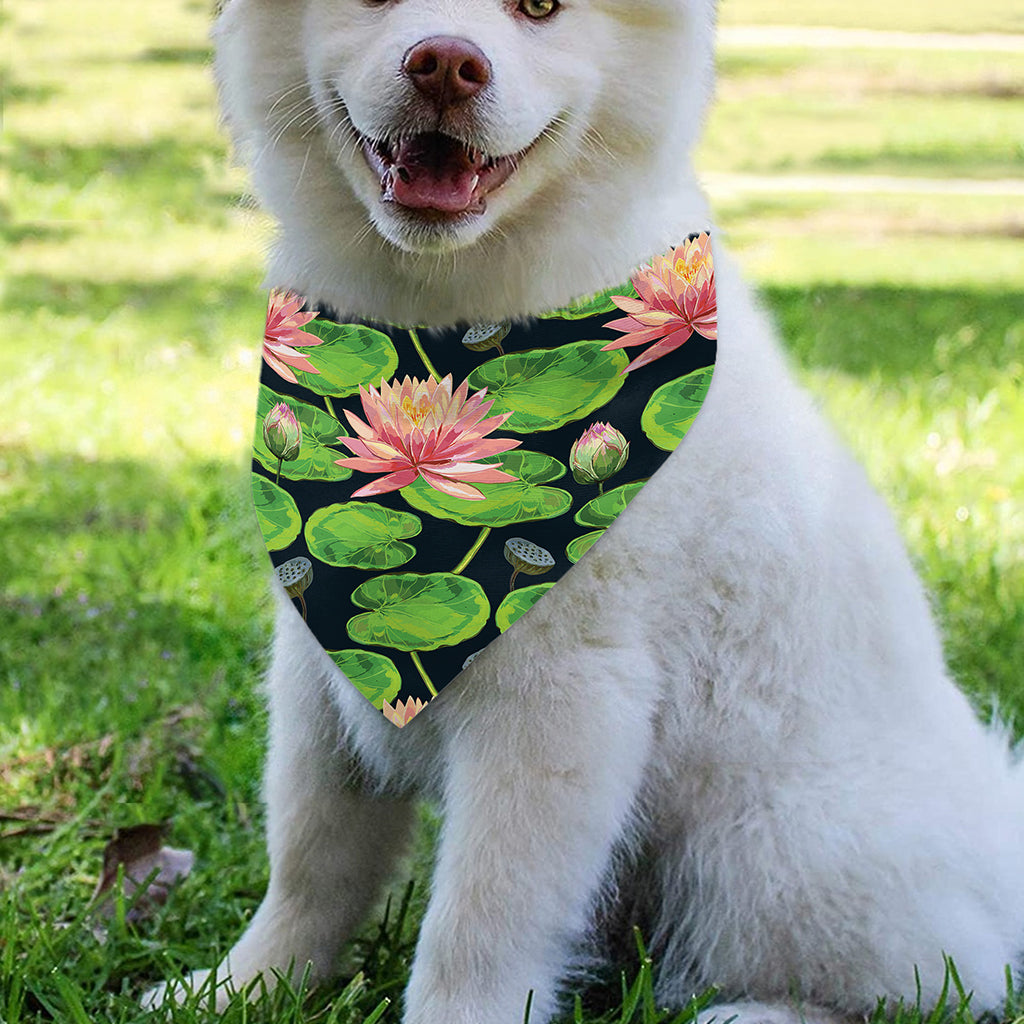Water Lily Flower Pattern Print Over The Collar Dog Bandana