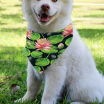 Water Lily Flower Pattern Print Over The Collar Dog Bandana