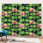 Water Lily Flower Pattern Print Pencil Pleat Curtains