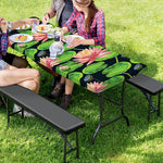 Water Lily Flower Pattern Print Picnic Table Cover
