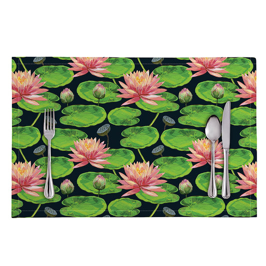 Water Lily Flower Pattern Print Placemat