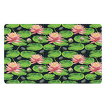 Water Lily Flower Pattern Print Polyester Doormat