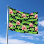 Water Lily Flower Pattern Print Polyester Flag