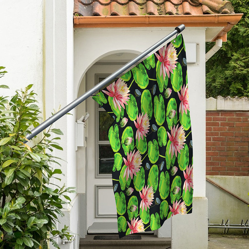 Water Lily Flower Pattern Print Polyester Flag