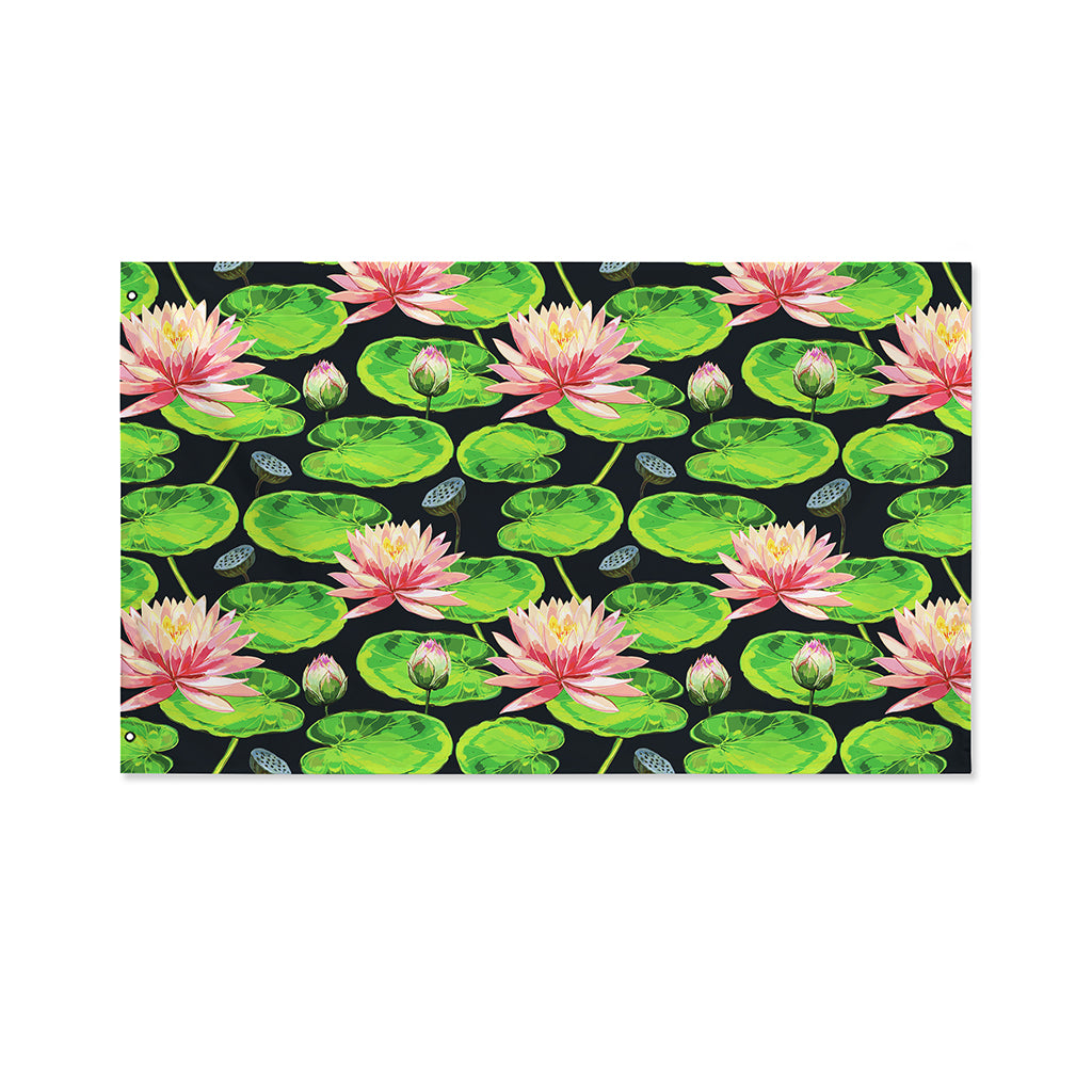 Water Lily Flower Pattern Print Polyester Flag