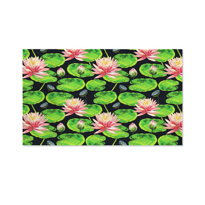 Water Lily Flower Pattern Print Polyester Flag