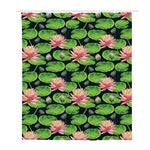 Water Lily Flower Pattern Print Polyester Shower Curtain