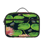 Water Lily Flower Pattern Print Portable Lunch Bag