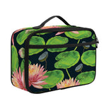 Water Lily Flower Pattern Print Portable Lunch Bag