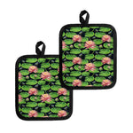 Water Lily Flower Pattern Print Pot Holders