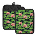 Water Lily Flower Pattern Print Pot Holders With Pocket