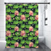 Water Lily Flower Pattern Print Premium Shower Curtain