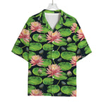 Water Lily Flower Pattern Print Rayon Hawaiian Shirt