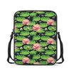 Water Lily Flower Pattern Print Rectangular Crossbody Bag