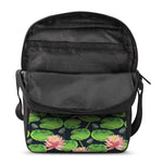 Water Lily Flower Pattern Print Rectangular Crossbody Bag