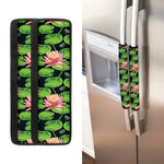 Water Lily Flower Pattern Print Refrigerator Handle Covers