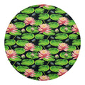 Water Lily Flower Pattern Print Round Blanket