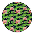 Water Lily Flower Pattern Print Round Floor Mat