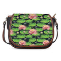Water Lily Flower Pattern Print Saddle Bag