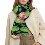 Water Lily Flower Pattern Print Scarf
