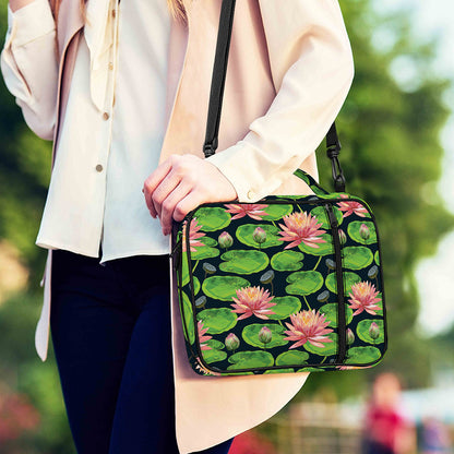 Water Lily Flower Pattern Print Shoulder Strap Bible Bag