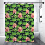 Water Lily Flower Pattern Print Shower Curtain