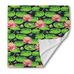 Water Lily Flower Pattern Print Silk Bandana