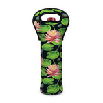 Water Lily Flower Pattern Print Single Neoprene Wine Tote