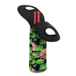 Water Lily Flower Pattern Print Single Neoprene Wine Tote