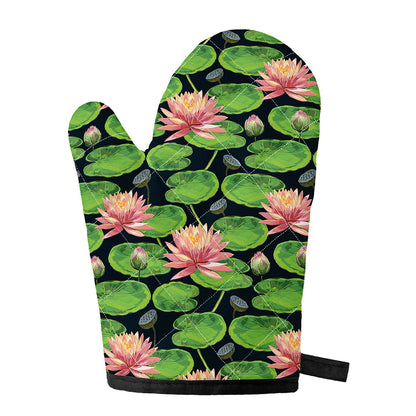 Water Lily Flower Pattern Print Single Oven Mitt