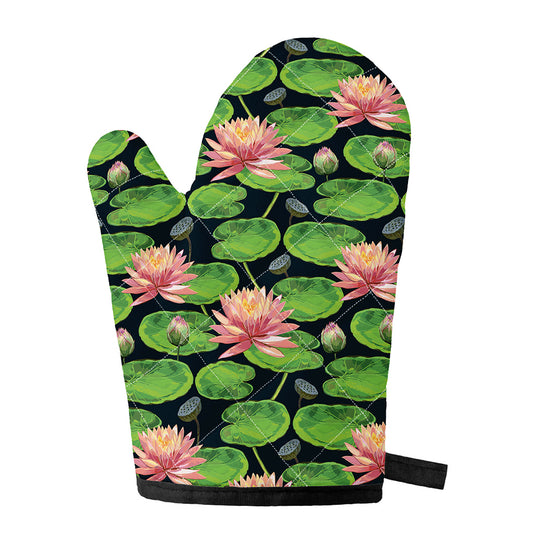 Water Lily Flower Pattern Print Single Oven Mitt