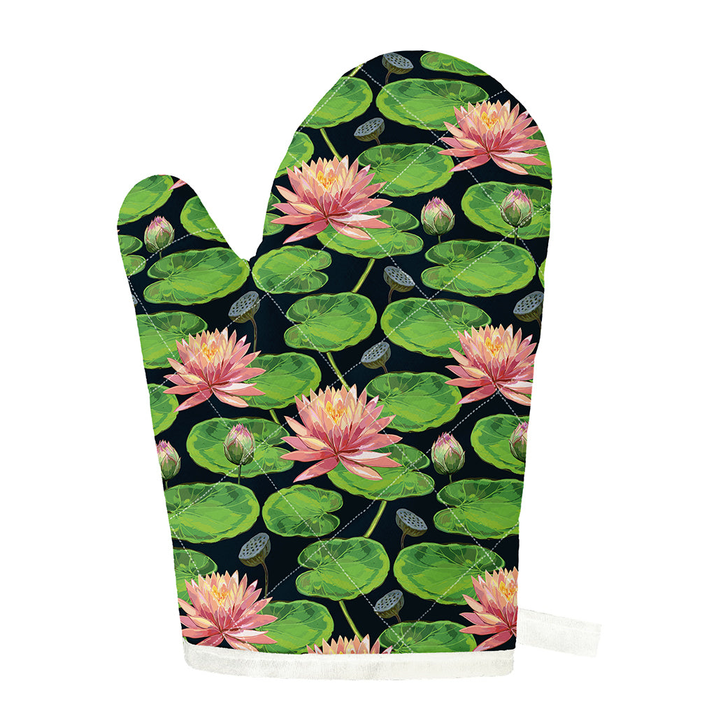 Water Lily Flower Pattern Print Single Oven Mitt