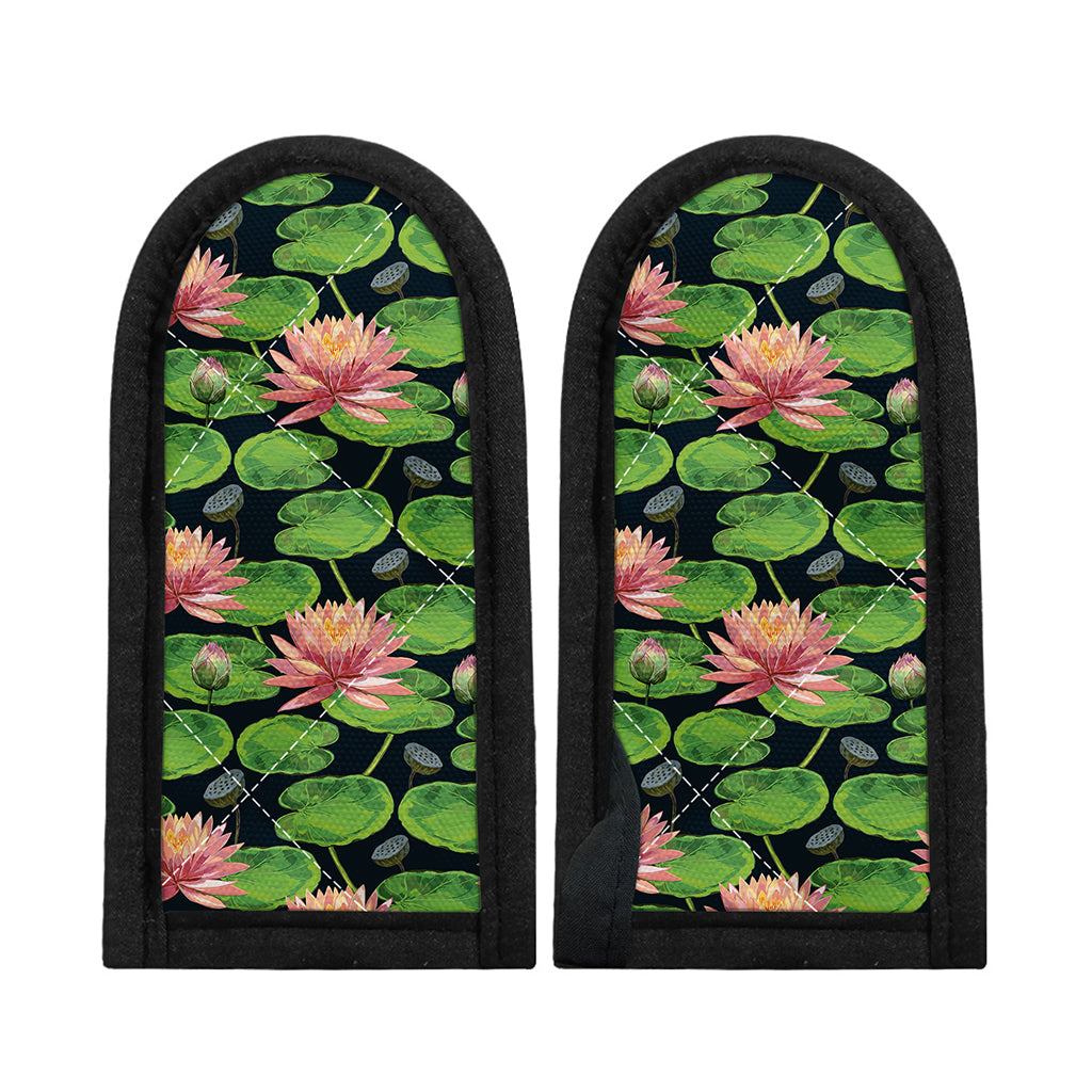 Water Lily Flower Pattern Print Skillet Handle Cover