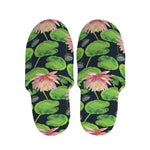Water Lily Flower Pattern Print Slippers