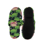 Water Lily Flower Pattern Print Slippers