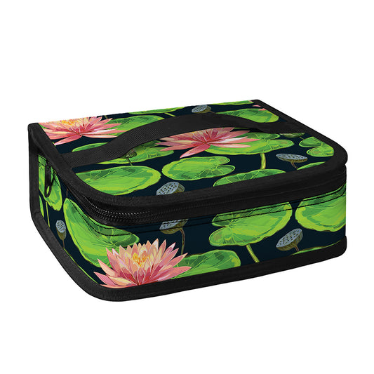 Water Lily Flower Pattern Print Small Lunch Bag