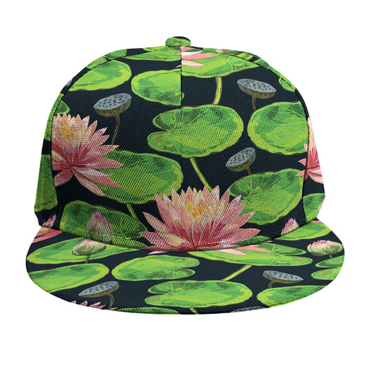 Water Lily Flower Pattern Print Snapback Cap
