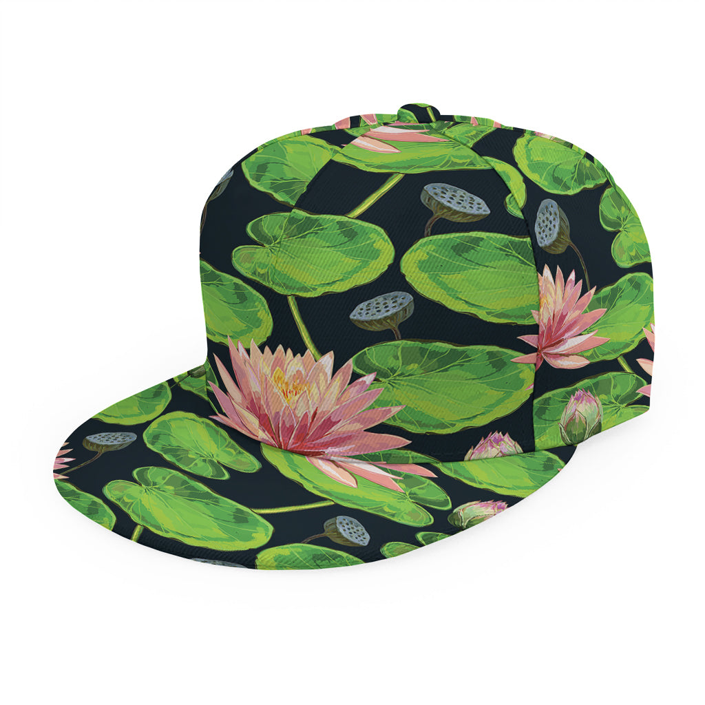Water Lily Flower Pattern Print Snapback Cap