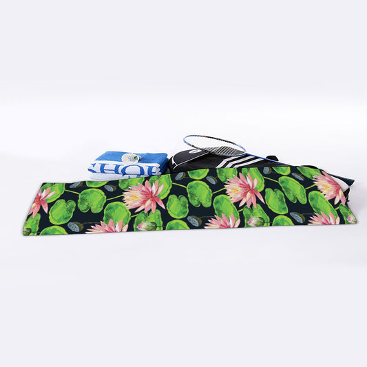 Water Lily Flower Pattern Print Sports Towel