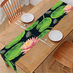 Water Lily Flower Pattern Print Table Runner