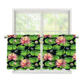 Water Lily Flower Pattern Print Tier Curtains