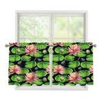 Water Lily Flower Pattern Print Tier Curtains