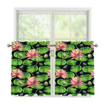 Water Lily Flower Pattern Print Tier Curtains